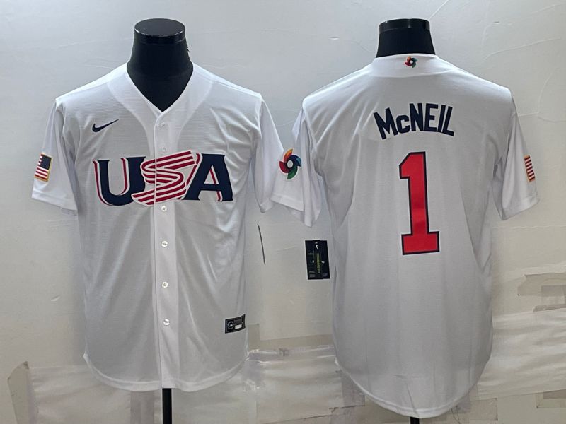 Men 2023 World Cub USA #1 Mcneil White Nike MLB Jersey1->more jerseys->MLB Jersey